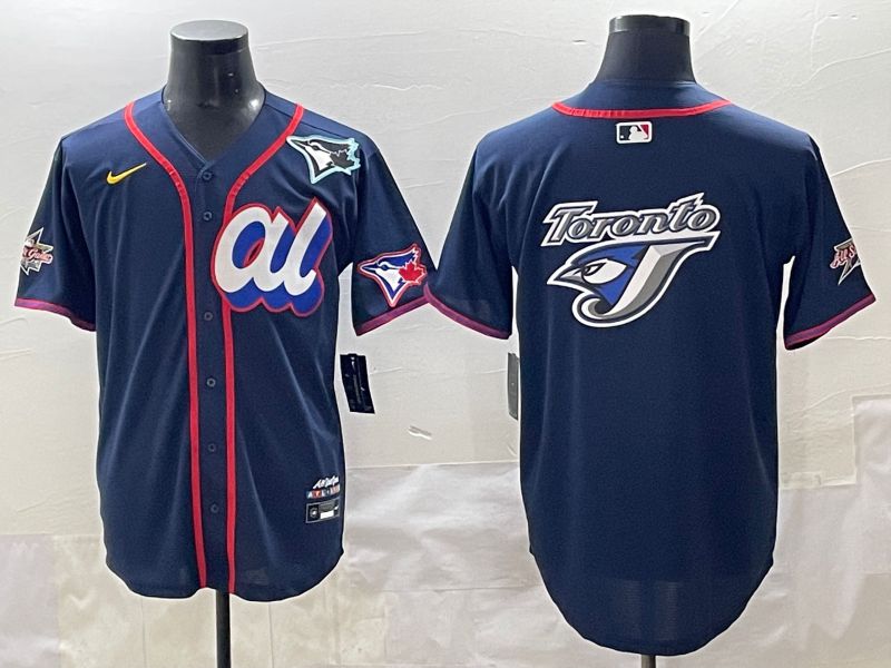 Men 2025 Toronto Blue Jays Blank Drak Blue All star Blank Blue Nike MLB Jersey style 5->toronto blue jays->MLB Jersey